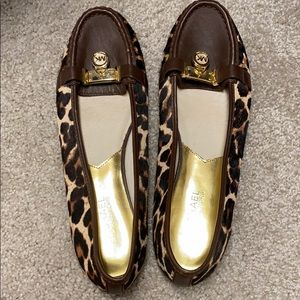 Michael Kors leopard calf hair flat loafer